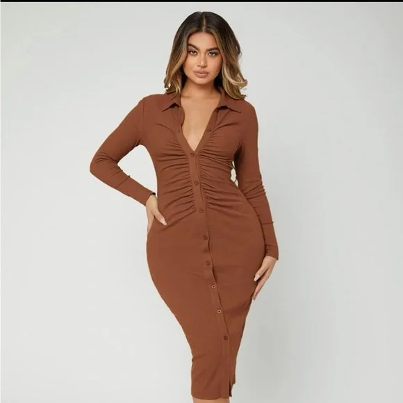 button down bodycon dress Button Down Midi Dress – Dominique Nicole Boutique